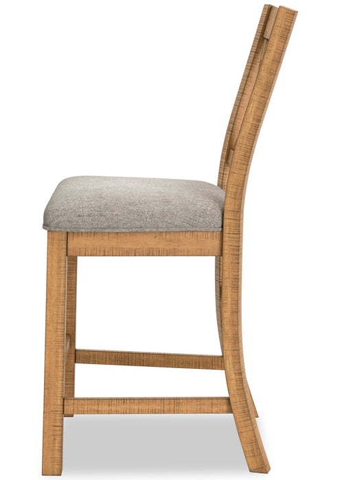 Chaise de salle à manger Archer de hauteur comptoir avec siège en tissu et dossier entrecroisé - brun clair