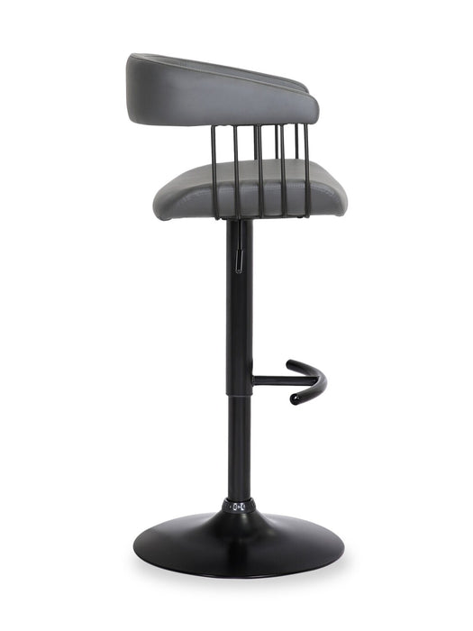 Tabouret bar Java en tissu de cuir végétalien et en métal avec siège pivotant et réglable - gris