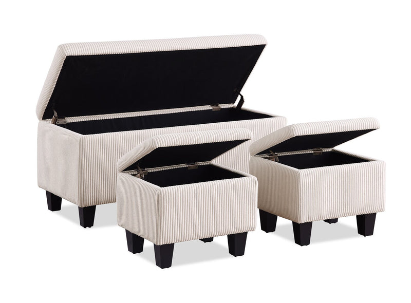 Ensemble de 3 poufs de rangement Marlow de 19.5 po - beige