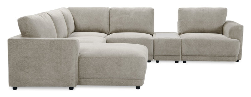 Sofa sectionnel modulaire de gauche Voyage 6 pièces en tissu avec console et coussins de dossier amovibles - taupe
