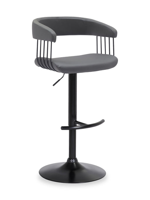 Tabouret bar Java en tissu de cuir végétalien et en métal avec siège pivotant et réglable - gris