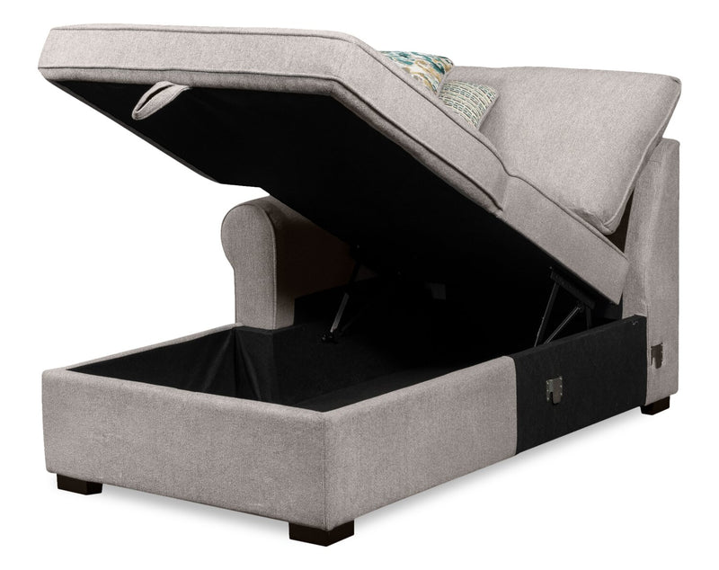 Sofa-lit sectionnel enveloppant de droite Haven de Scott Living 3 pièces en tissu de chenille avec rangement - gris