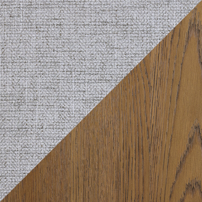 Ensemble de salle à manger Lotus 7 pièces en bois avec table de 82 po (L) et 6 chaises en tissu - naturel et gris