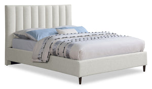 Lit plateforme rembourré Rain de Kort & Co. en tissu taupe capitonné - format grand lit