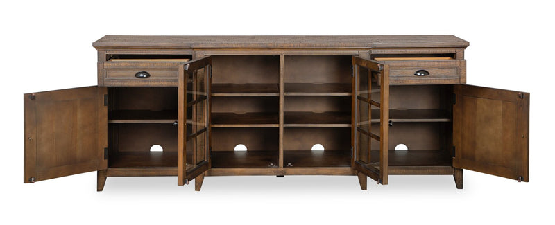 Meuble pour téléviseur traditionnel Wesley de 80 po avec rangement et système de gestion des câbles pour téléviseurs jusqu’à 85 po - muscade grillée