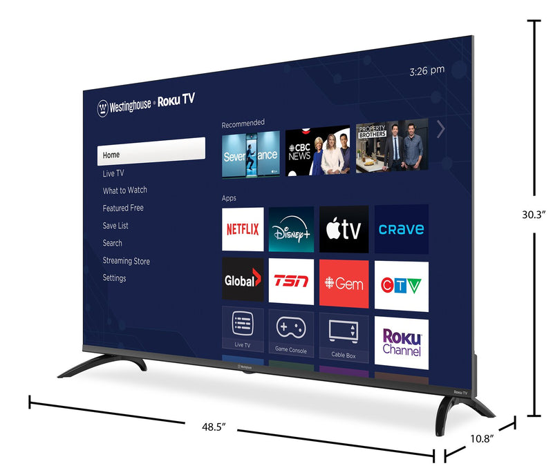Téléviseur intelligent QLED Westinghouse UHD 4K de 50 po avec Roku TV (WR55QC5500) - modèle 2025