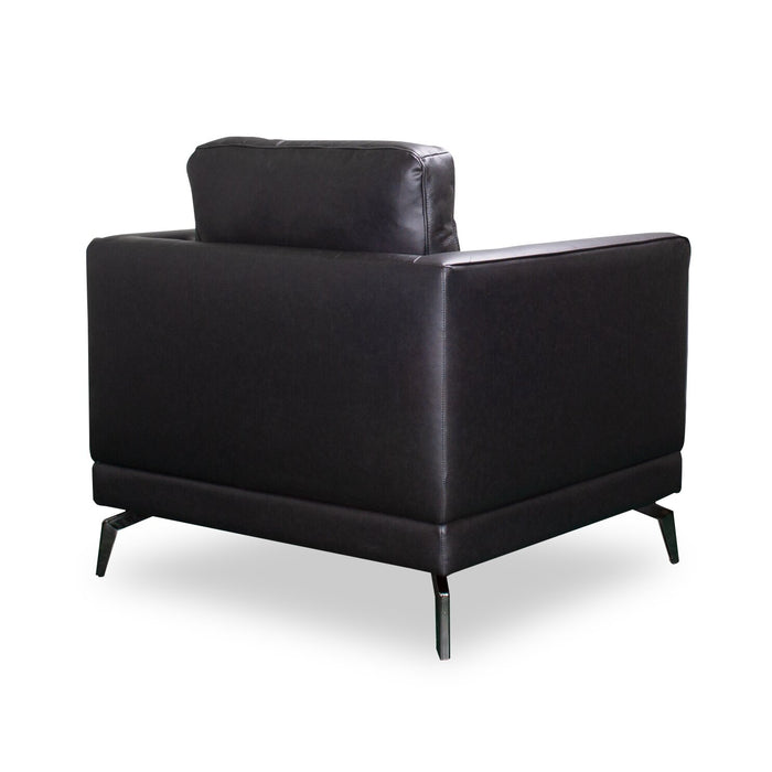 Fauteuil Melrose de 36,5 po en cuir véritable de qualité supérieure avec pattes en métal - noir