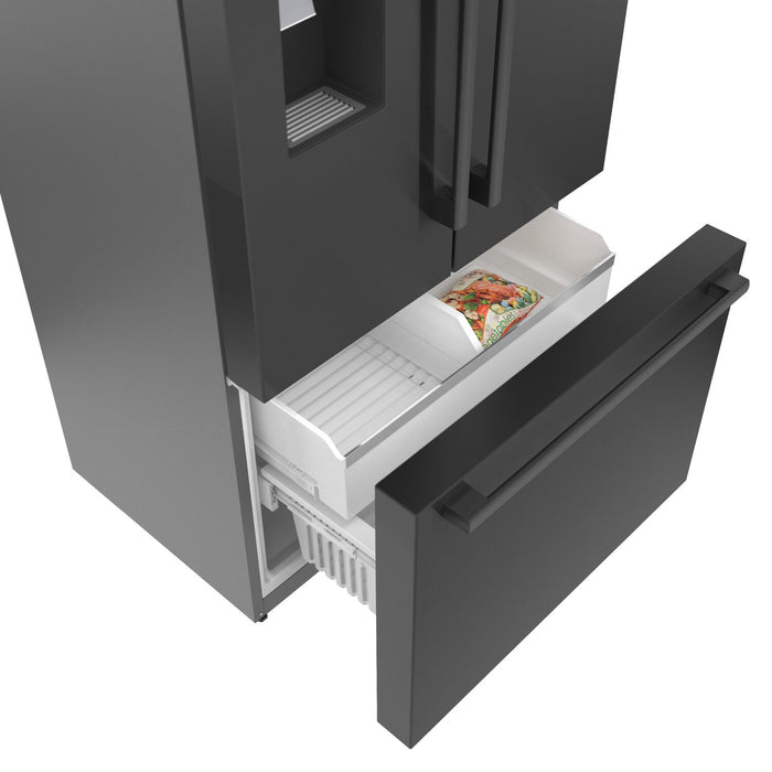 Réfrigérateur Bosch de 21,6 pi³ à portes françaises à congélateur inférieur - Acier inoxydable noir - B36CD52SNB