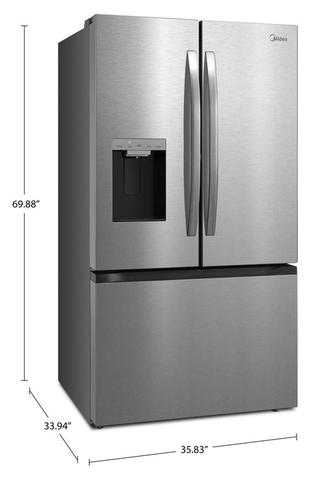 Réfrigérateur Midea de 28,9 pi³ et de 36 po à portes françaises avec distributeur automatique OneTouch AutoFillMC -  MRF29D9BST