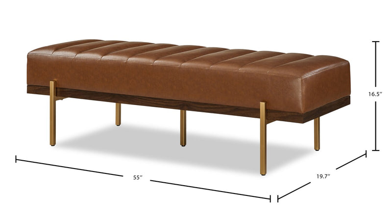 Banc Linden de 55 po en similicuir - brun