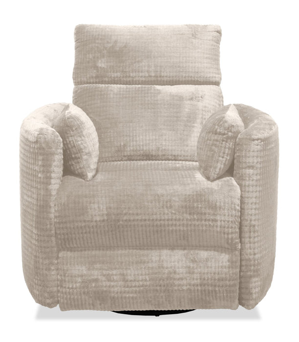 Fauteuil pivotant coulissant à inclinaison électrique Remi de 38 po en tissu avec ports USB - taupe