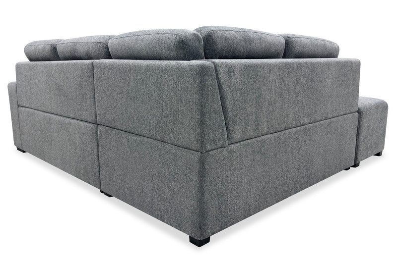 Sofa-lit sectionnel de gauche Coast 3 pièces en tissu avec rangement et pouf - fumée