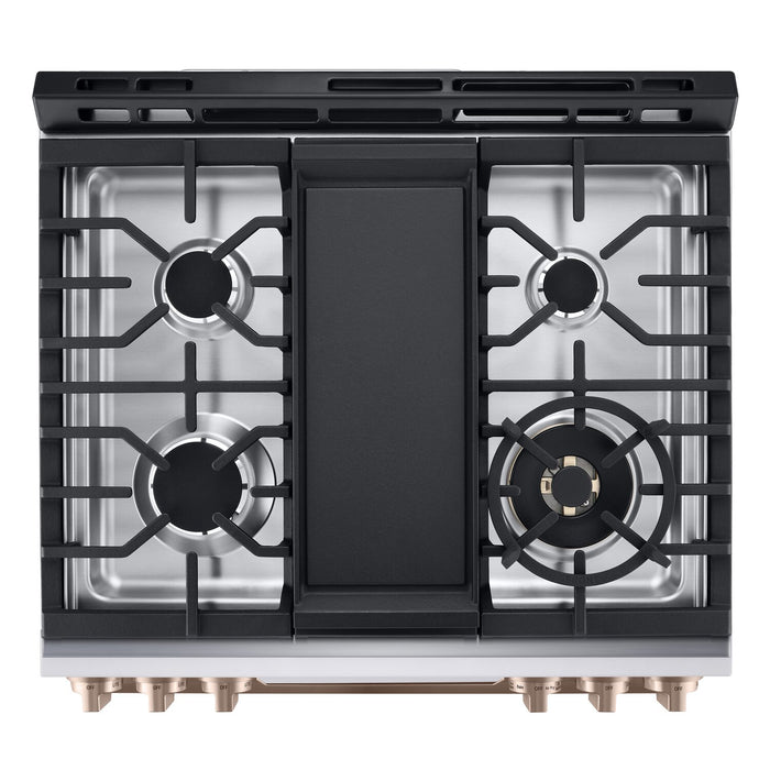 Cuisinière à gaz intelligente LG Studio de 6,3 pi3 avec hublot InstaViewMD et friture à air - essence blanche - LSGS6338N