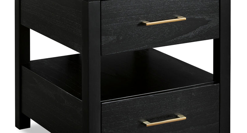 Table de bout contemporaine Julian de 22 po avec rangement et ports USB - noire