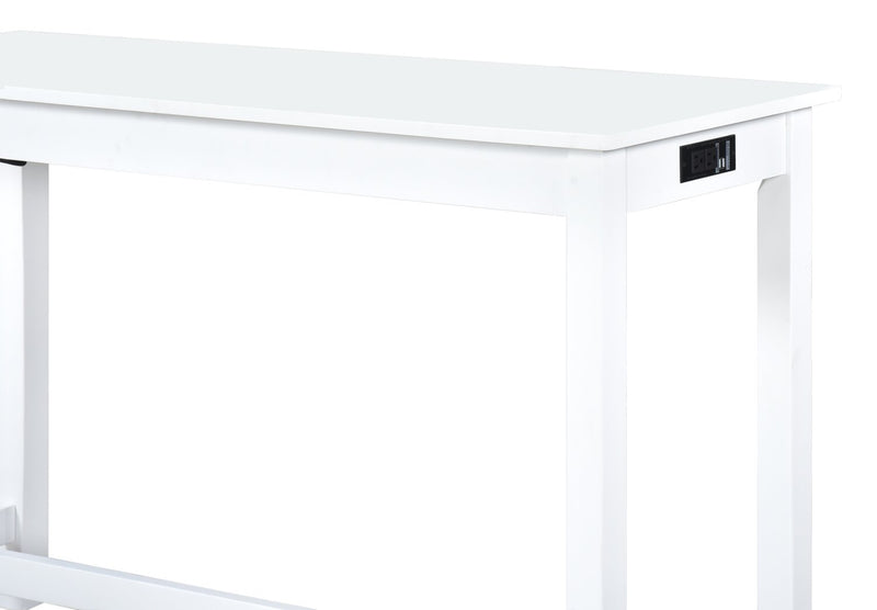 Coin-repas moderne Noah de 60 po avec 3 tabourets de hauteur comptoir et ports USB - blanche