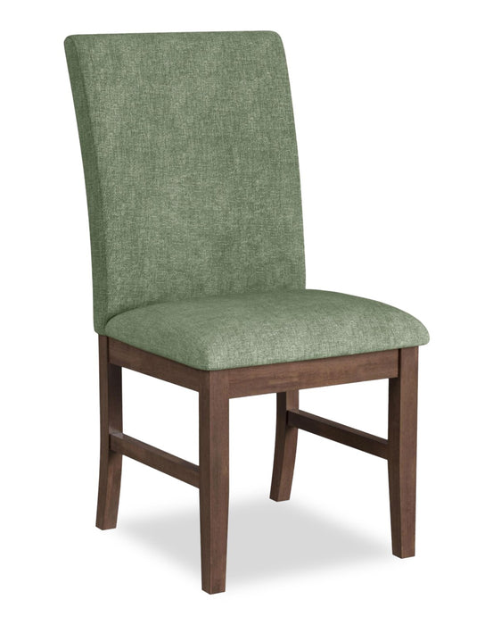 Chaise de salle à manger Rain avec siège et dossier rembourrés en tissu - verte