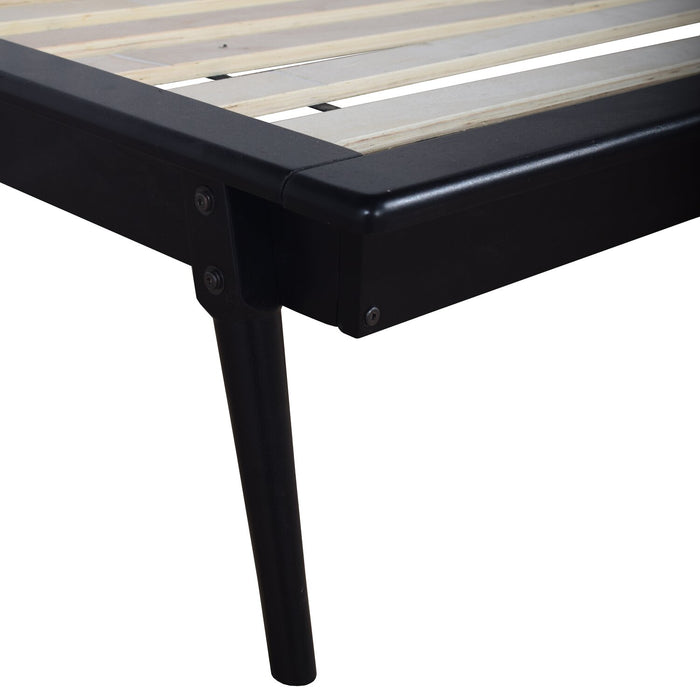 Lit plateforme Milan de style moderne du milieu du 20e siècle avec tête de lit et cadre, noir - format très grand lit