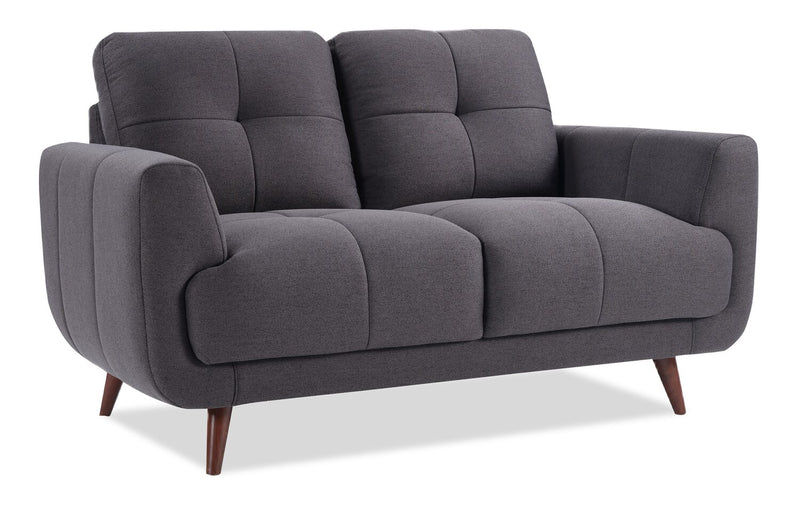 Causeuse Brook de 84 po en tissu avec coussins capitonnés - anthracite