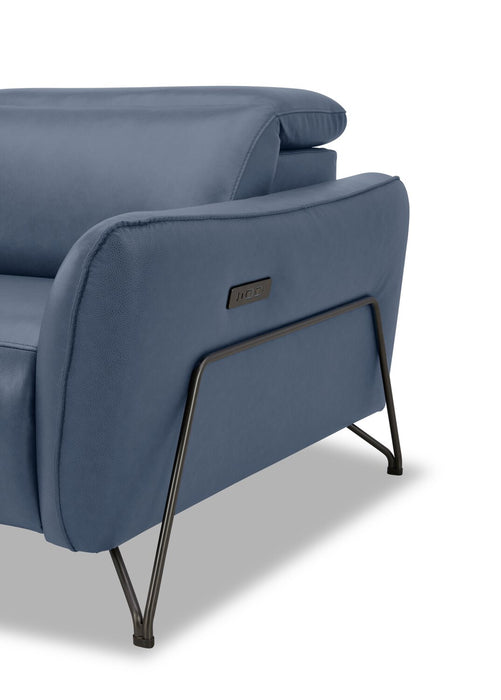 Sofa à inclinaison électrique Riviera en cuir véritable de qualité supérieure - bleu