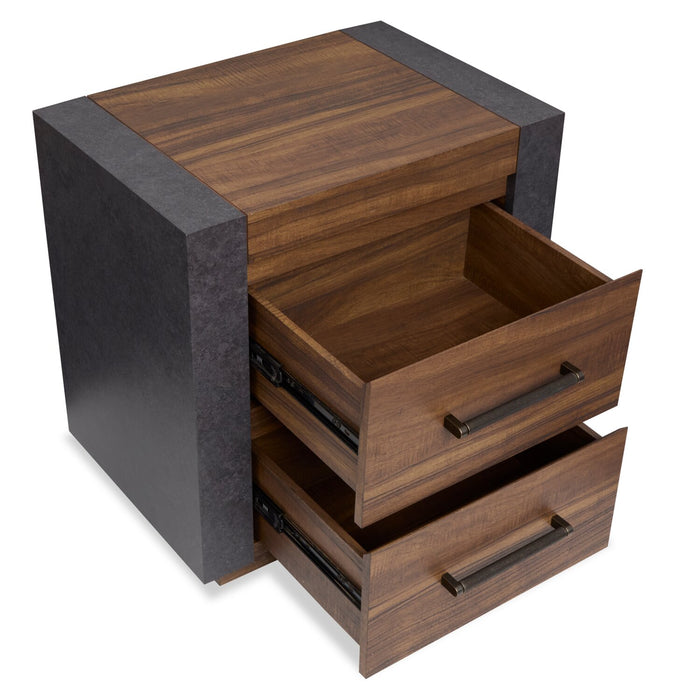 Table de nuit Dante de Scott Living de 24 po (L) x 24,3 po (H) à 2 tiroirs - brune