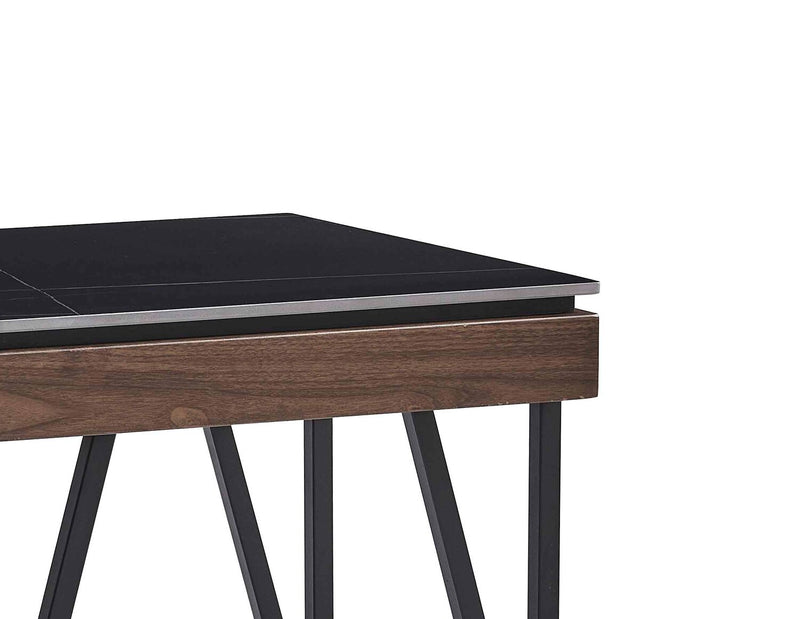 Table de bout moderne Juno de 22,5 po avec dessus en pierre frittée - noire