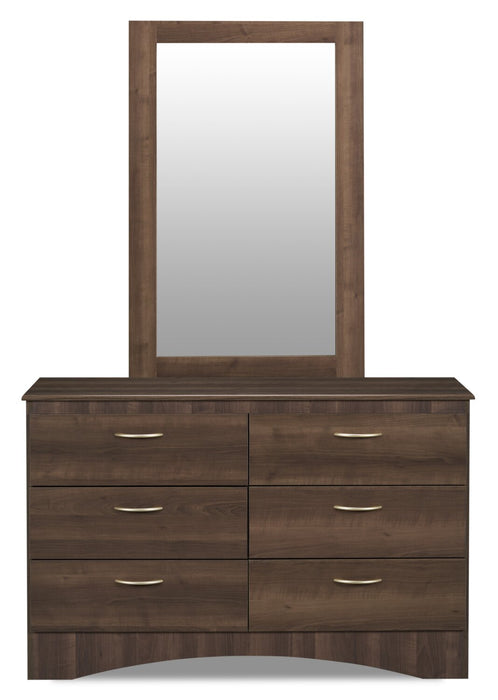 Miroir de commode de chambre à coucher Aida, fabriqué au Canada - brun