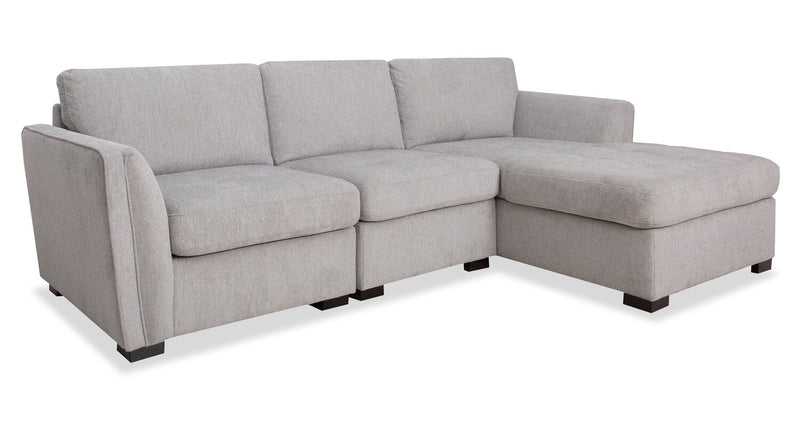 Sofa sectionnel de droite Vault 3 pièces avec fauteuil long de rangement et 2 fauteuils de rangement - gris