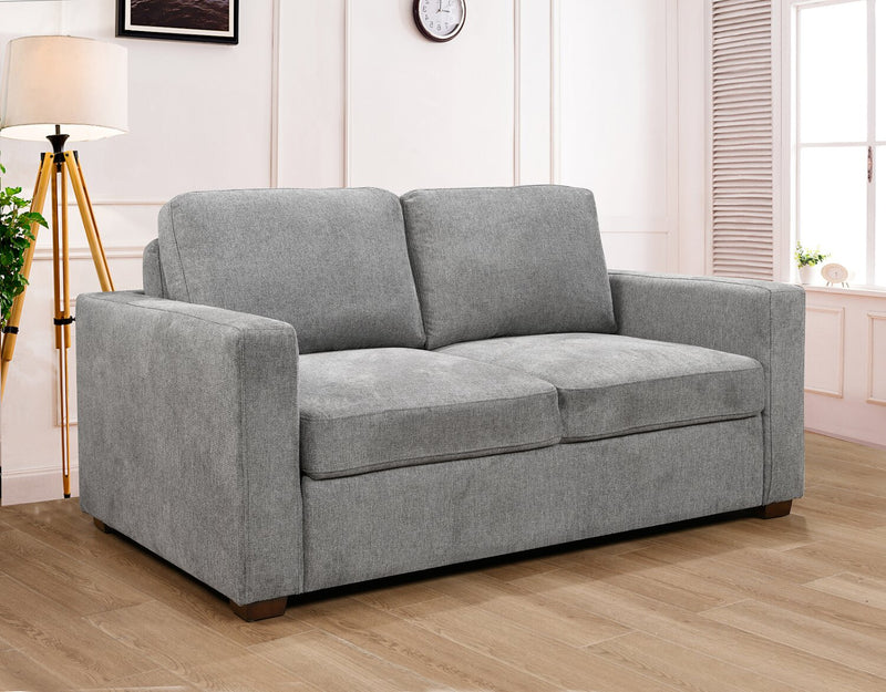 Sofa-lit Drift de 66,5 po en tissu d’apparence lin avec accoudoirs rectilignes - gris
