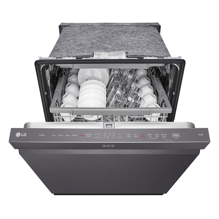 Lave-vaisselle intelligent encastré LG à 46 dBA de 24 po avec commandes sur le dessus et QuadWashMC Pro - acier inoxydable noir Smudge-ProofMD - LDPH5554D
