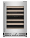 Cellier à vin KitchenAid de 24 po sous le comptoir avec grilles à extension complète à devant en bois - acier inoxydable -KUWR524SPS