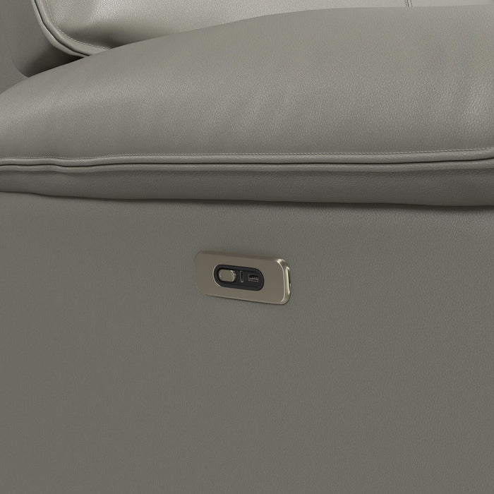 Sofa à inclinaison électrique Matteo de 88 po en cuir véritable - gris Aviarah