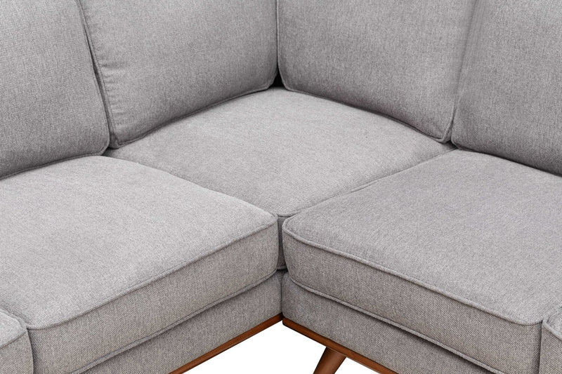 Sofa sectionnel Kassia de Kort & Co. 2 pièces en tissu d’apparence lin avec base et pattes en bois - gris