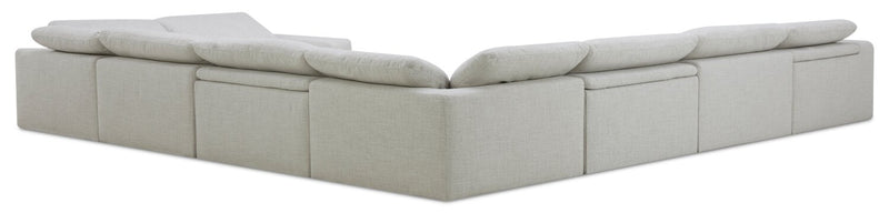 Sofa sectionnel à inclinaison électrique modulaire Sky 8 pièces en tissu avec coussins amovibles en duvet et plumes - blé Nathan
