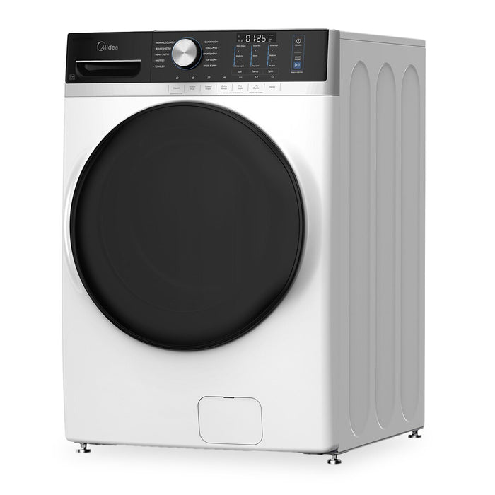 Laveuse Midea à chargement frontal de 5,2 pi³ avec soin à la vapeur – blanche – MLHW52S7AWW