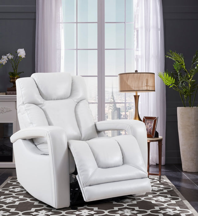 Fauteuil à inclinaison électrique Kenzo de 35 po en tissu d’apparence cuir avec appuie-tête électrique, repose-pieds et port USB - gris brouillard