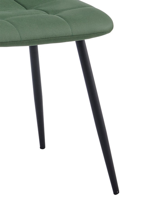 Chaise de salle à manger Arlo en métal avec siège et dossier coussinés capitonnés en tissu - verte