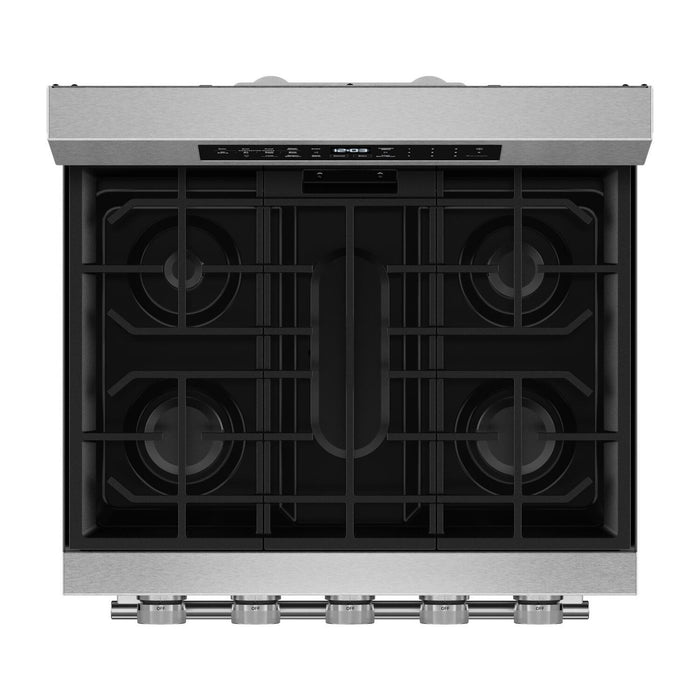 Cuisinière intelligente à gaz KitchenAid de 5,0 pi3 et de 30 po avec modes par convection - acier inoxydable résistant aux traces de doigts - KFGS530SPS
