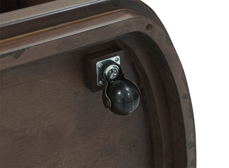 Table à café moderne Vernon de 56 po en bois massif avec dessus relevable, rangement, tablette et roulettes - brun foncé