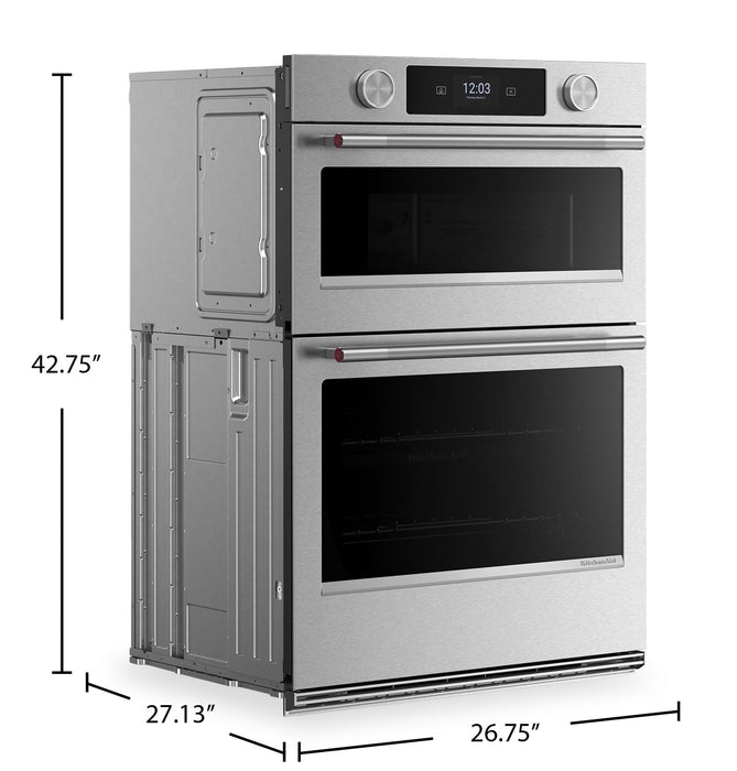 Four mural combiné intelligent électrique KitchenAid et de 27 po avec modes de cuisson assistée - PrintShieldMC - KOEC727SPS