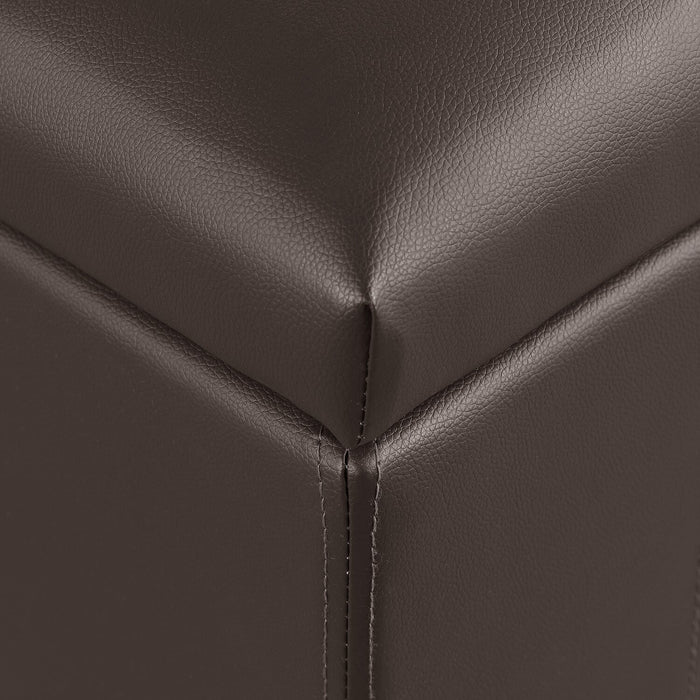 Pouf de rangement James de 39,25 po en similicuir - brun foncé