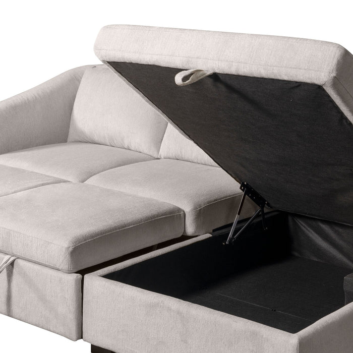 Sofa-lit sectionnel de droite Envy 2 pièces en tissu de chenille avec fauteuil long de rangement - gris brouillard