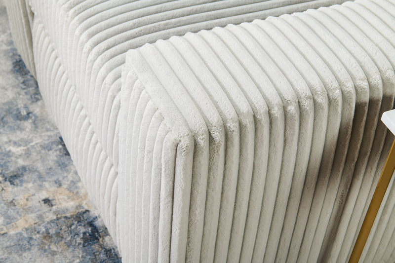 Causeuse Willow de 66 po en tissu gris clair avec accoudoirs rectilignes et coussins de siège et de dossier réversibles