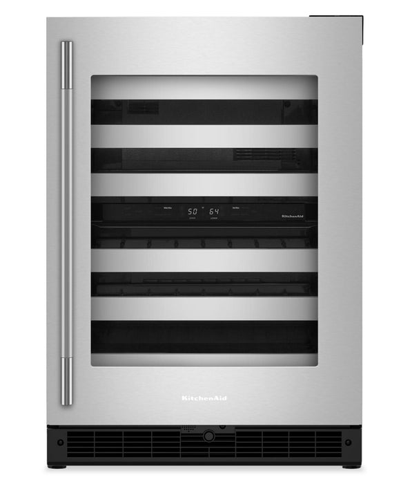 Refroidisseur à vin sous le comptoir KitchenAid de 24 po avec extension complète – acier inoxydable - KUWR324SSB