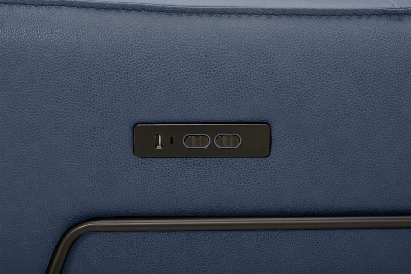 Fauteuil à inclinaison électrique Riviera en cuir véritable de qualité supérieure - bleu