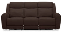  Sofa à inclinaison électrique Reign de 87 po en cuir véritable de qualité supérieure avec ports USB - brun chocolat Silverado