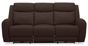 Sofa à inclinaison électrique Reign de 87 po en cuir véritable de qualité supérieure avec ports USB - brun chocolat Silverado