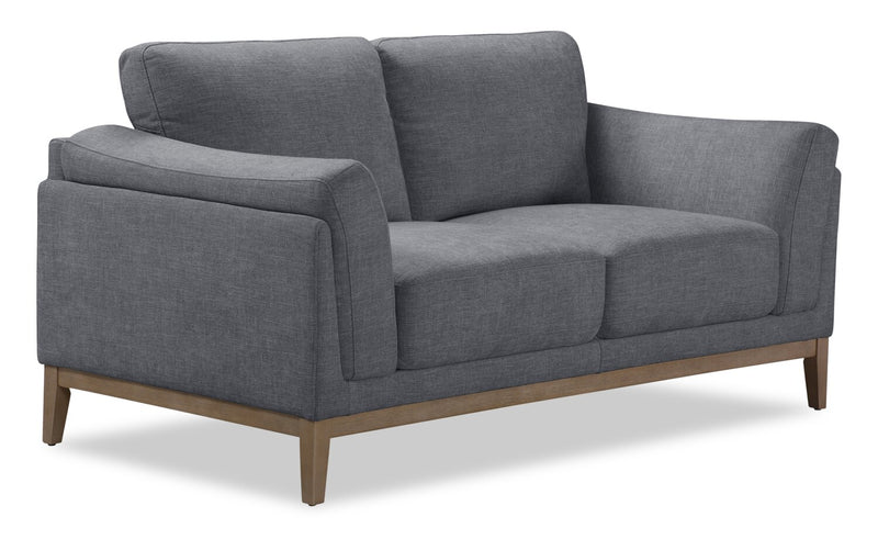 Causeuse Valley de 67,7 po en tissu avec base et pattes en hévéa - étain