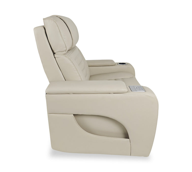 Fauteuil de massage à inclinaison électrique Zen de 40 po en tissu d’apparence cuir avec appuie-tête électrique et siège chauffant - abricot