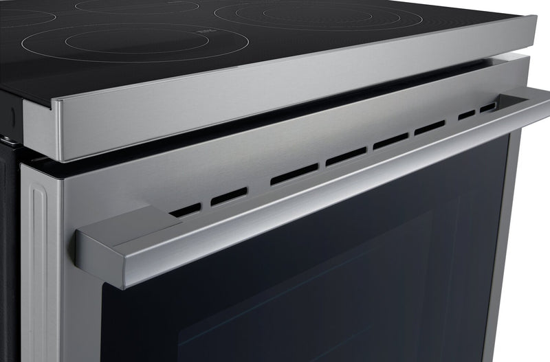 Cuisinière intelligente électrique LG de 6,3 pi³ avec friture à air - acier inoxydable résistant aux traces de doigts - LREN6325XE