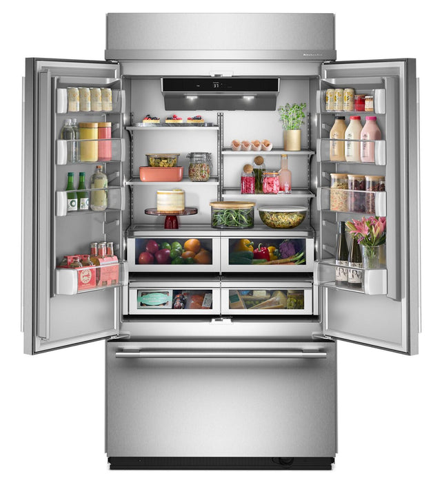Réfrigérateur KitchenAid de 24,2 pi³ et de 42 po à portes françaises à congélateur inférieur - acier inoxydable  - KBFN542SPS